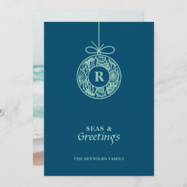 Tarjeta Festiva Mares y saludos Ornamento de conchas marinas