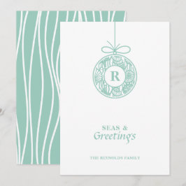 Tarjeta Festiva Mares y saludos Ornamento de conchas marinas