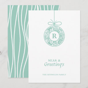 Tarjeta Festiva Mares y saludos Ornamento de conchas marinas