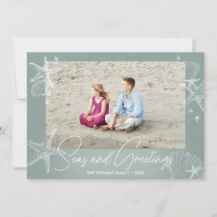 Tarjeta Festiva Mares y saludos Sage Photo Beach Starfish