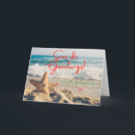 Tarjeta Festiva Mares y saludos Starfish and Beach Coastre<br><div class="desc">Tarjeta de vacaciones Mares y Saludos Starfish and Beach Coastal</div>