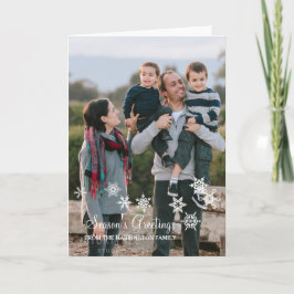 Tarjeta Festiva Marfil Elegant Snowflakes Christmas Photo Card