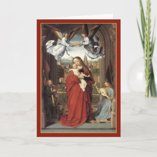Tarjeta Festiva María coronada por los ángeles - Vintage Christmas
