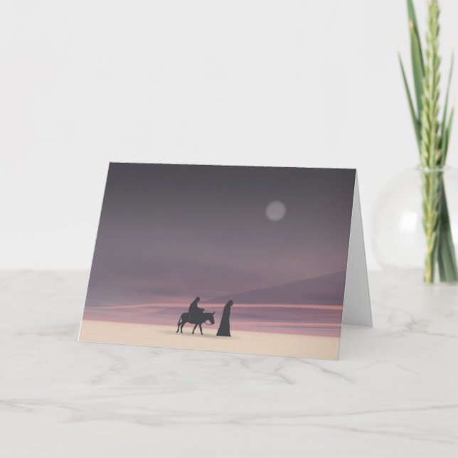 Tarjeta Festiva Maria y José en claro de luna (Anverso)