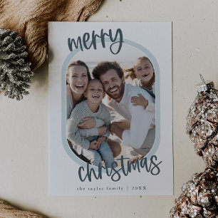 Tarjeta Festiva MARIAH Navidades de diversión familiares Blue Retr