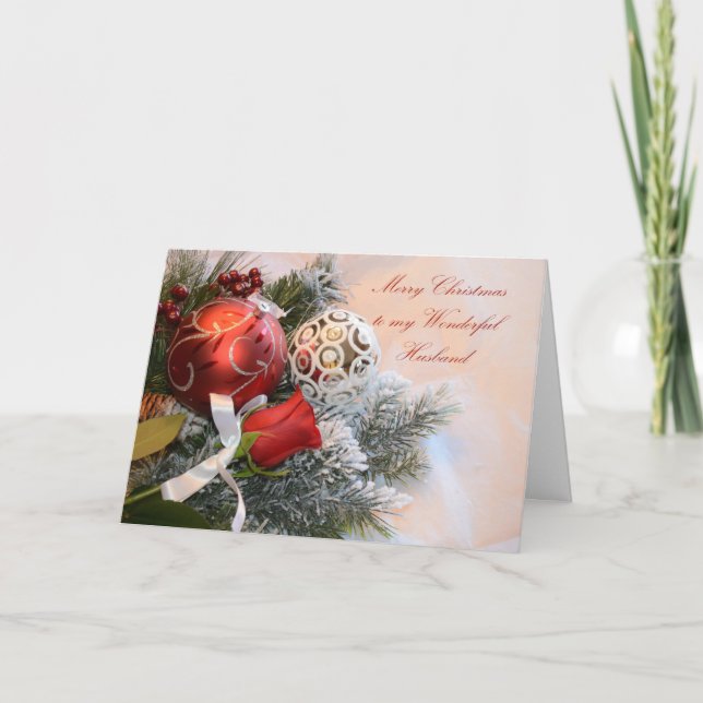 Tarjeta Festiva Marido Ornament Merry Christmas (Anverso)