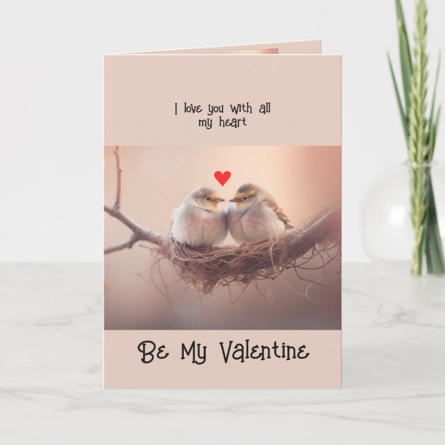 Tarjeta Festiva Marido Valentine Love Lovebirds Bird Art (Anverso)