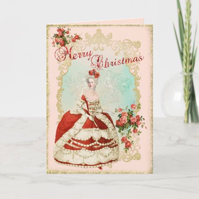Tarjeta Festiva Marie Antoinette  Greeting Card Christmas Rose (Anverso)