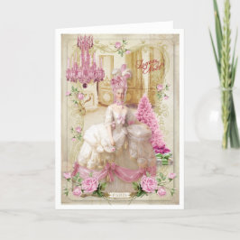 Tarjeta Festiva Marie Antoinette  Versailles Pink Christmas Card