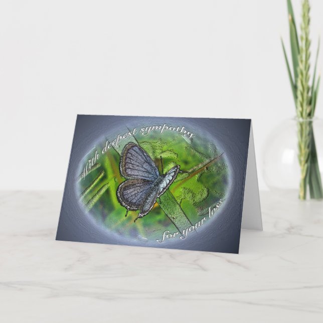 Tarjeta Festiva Mariposa azul simpática (Anverso)