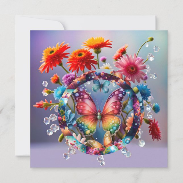 Tarjeta Festiva Mariposa de flores (Anverso)