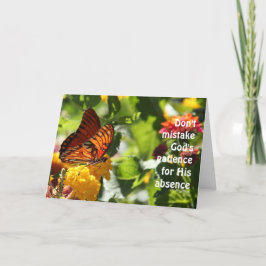 Tarjeta Festiva Mariposa en flores, versículo de la deuteronomía, 