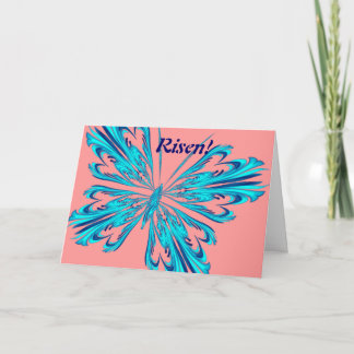 Tarjeta Festiva Mariposa estilizada en azul acuático