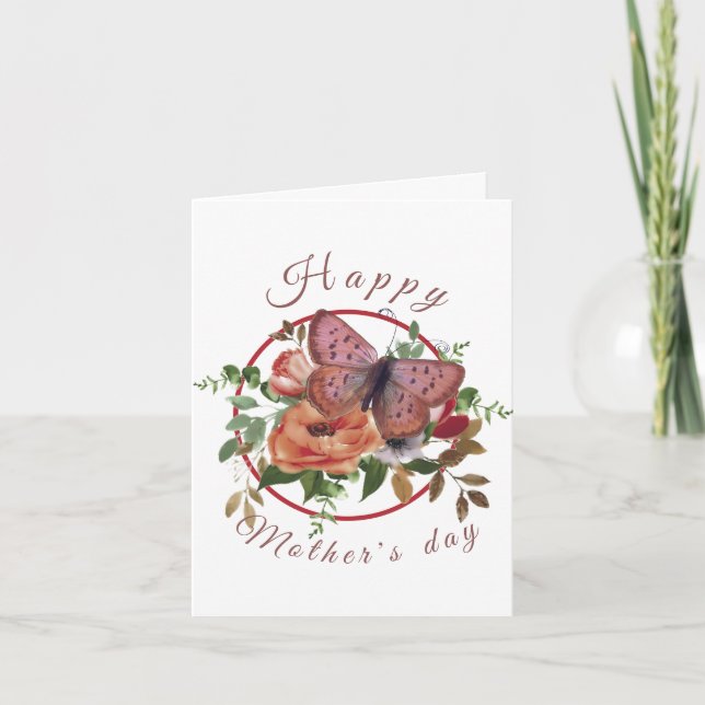 Tarjeta Festiva Mariposa floral (Anverso)