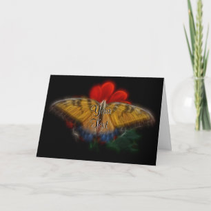 Tarjeta Festiva Mariposa Fractal Tigre Tragada