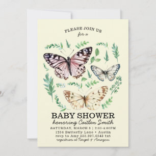 Tarjeta Festiva Mariposa Jardín Baby Shower Greenery bebé invitado