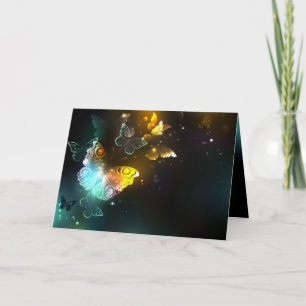 Tarjeta Festiva Mariposa luminosa y mariposas nocturnas