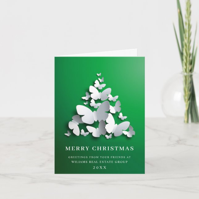 Tarjeta Festiva Mariposa Monarca Navidades Saludo Corporativo (Anverso)