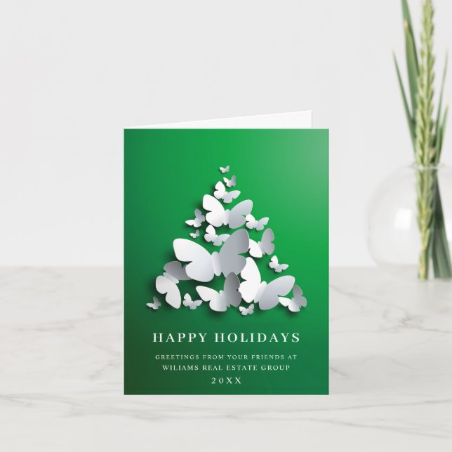 Tarjeta Festiva  Mariposa Monarca Navidades Saludo Corporativo (Anverso)