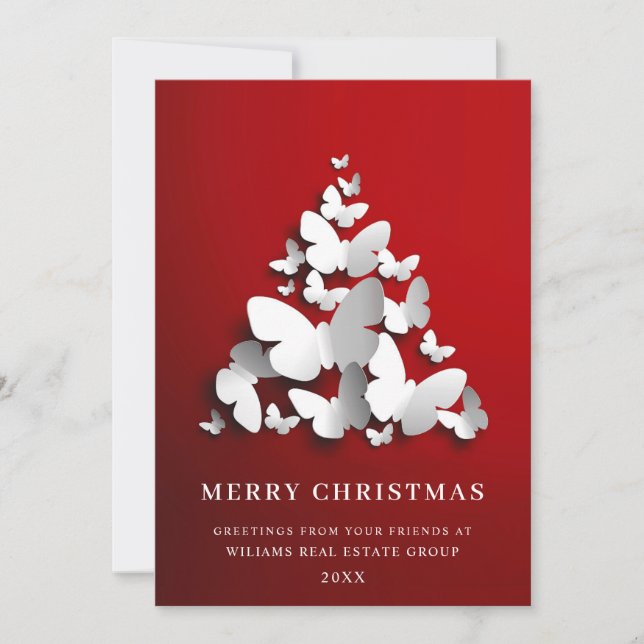 Tarjeta Festiva Mariposa Monarca Navidades Saludo Corporativo (Anverso)