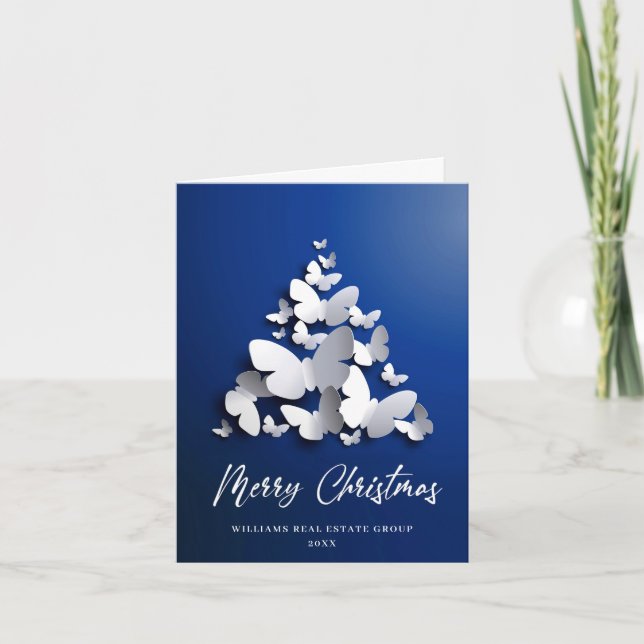 Tarjeta Festiva Mariposa Monarca Navidades Saludo Corporativo (Anverso)