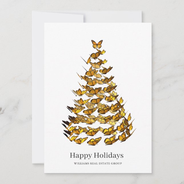 Tarjeta Festiva Mariposa Monarca Navidades Saludo Corporativo (Anverso)