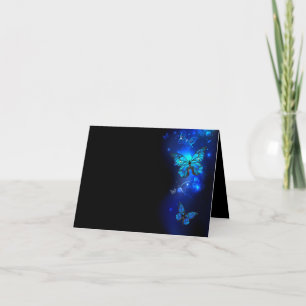 Tarjeta Festiva Mariposa morfo en el fondo oscuro