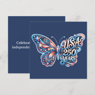 Tarjeta Festiva Mariposa para el 250 aniversario de EE. UU.