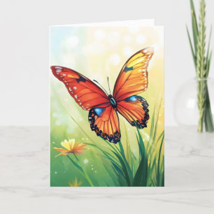 Tarjeta Festiva Mariposa pradera naturaleza soleada