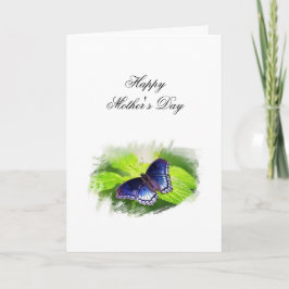 Tarjeta Festiva Mariposa (Púrpura con manchas rojas) Día de la Mad