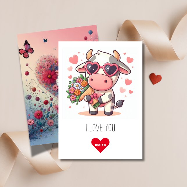 Tarjeta Festiva Mariposa | Te amo El día de San Valentín de vaca f (Subido por el creador)