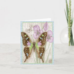 Tarjeta Festiva Mariposa vintage