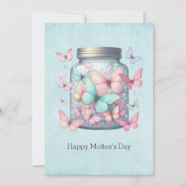 Tarjeta Festiva Mariposas Caprichosas en un Tarro Día de la Madre