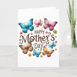 Tarjeta Festiva Mariposas Coloridas Feliz Día de la Madre