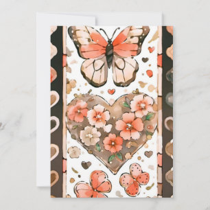 Tarjeta Festiva Mariposas, corazones y flores