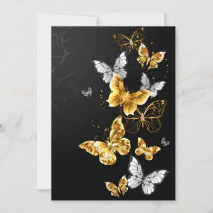 Tarjeta Festiva Mariposas doradas y blancas