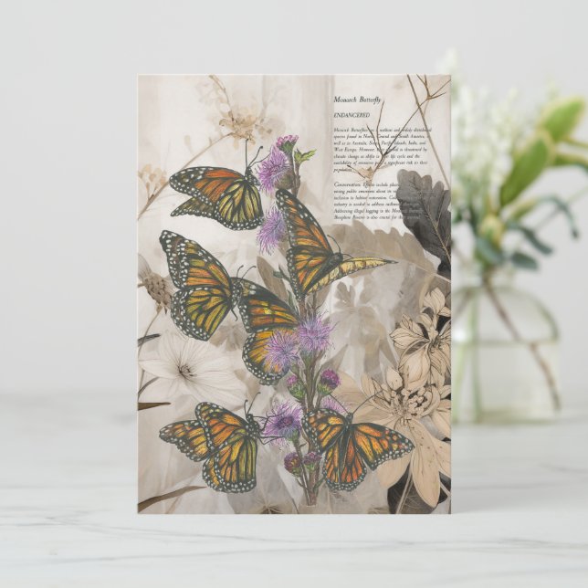 Tarjeta Festiva Mariposas monarca mágicas pintadas a mano (Anverso de pie)