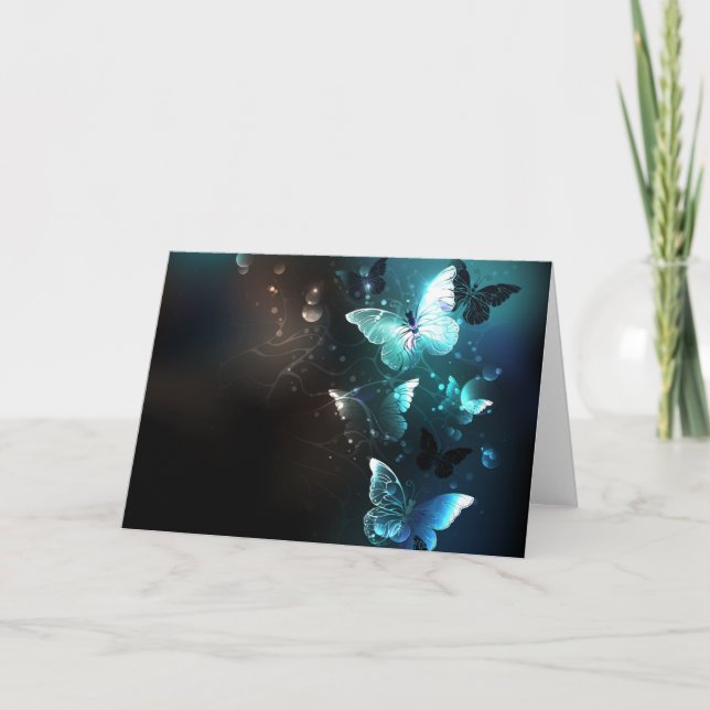 Tarjeta Festiva Mariposas nocturnas de menta (Anverso)