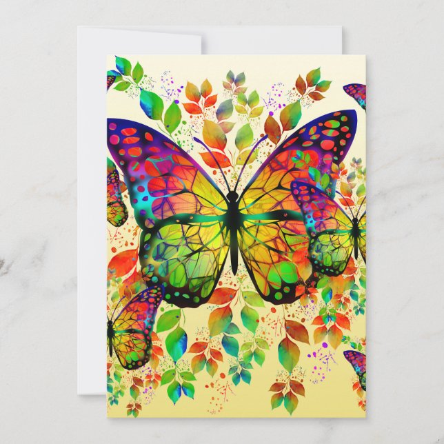 TARJETA FESTIVA MARIPOSAS PRIMAVERALES NATURALEZA COLORIDA (Anverso)