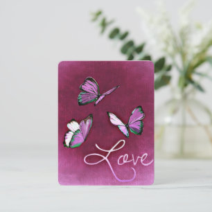 Tarjeta Festiva Mariposas rosadas volando romántico de San Valentí