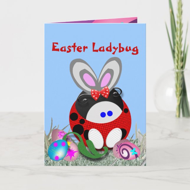Tarjeta Festiva Mariquita de Pascua (Anverso)
