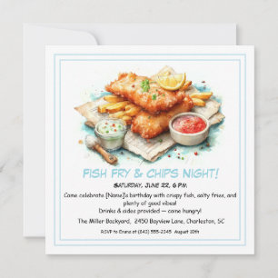 Tarjeta Festiva Mariscos Informales - Cumpleaños de Fritura de Pes