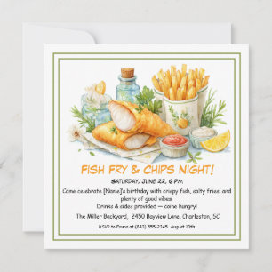 Tarjeta Festiva Mariscos Informales - Cumpleaños de Fritura de Pes
