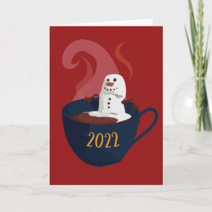 Tarjeta Festiva Marisma De Nieve En Cacao Caliente