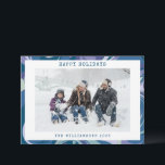 Tarjeta Festiva Mármol azul abstracto remolino elegante foto perso<br><div class="desc">Tarjeta de vacaciones de foto personalizada elegante mármol azul abstracto remolino</div>