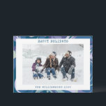 Tarjeta Festiva Mármol azul abstracto remolino elegante foto perso<br><div class="desc">Tarjeta de vacaciones de foto personalizada elegante mármol azul abstracto remolino</div>