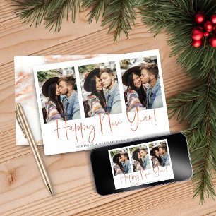 Tarjeta Festiva Mármol de oro de Rosa de cobre de Año Nuevo escrit