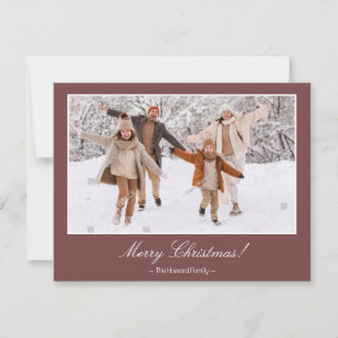 Tarjeta Festiva Maroon Merry Christmas 2 Family Photo Navidades