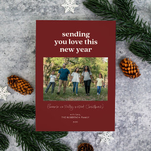 Tarjeta Festiva Maroon te envía a amar esta foto de Año Nuevo
