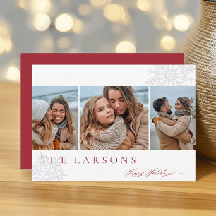 Tarjeta Festiva Marqués de familia   Felices vacaciones Tres fotos